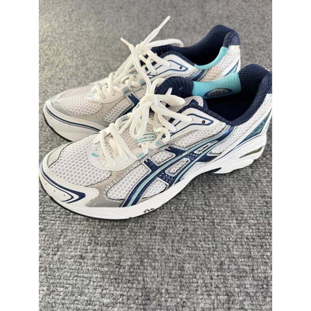 ASICS Gel GT-2130 Women’s 9 White Navy Aqua TN854 Retro Running Shoes Y2K